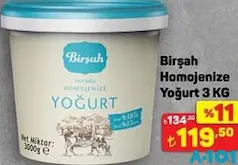 BİRŞAH HOMOJENİZE YOĞURT 3 KG